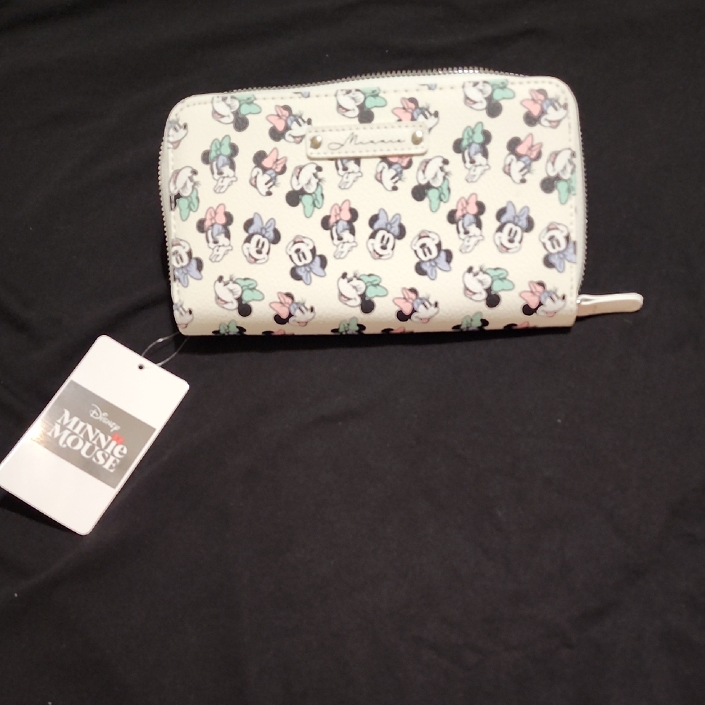 Disney Minnie Mouse Patterned Wristlet Wallet - White and Pastel